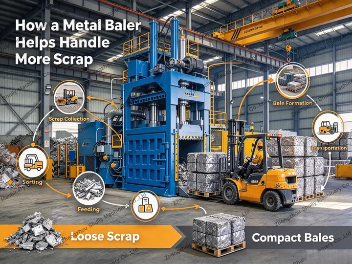 metal baler scrap processing workflow